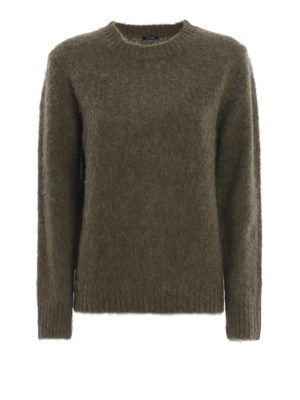 ASPESI: crew necks - Moss green brushed Shetland wool sweater