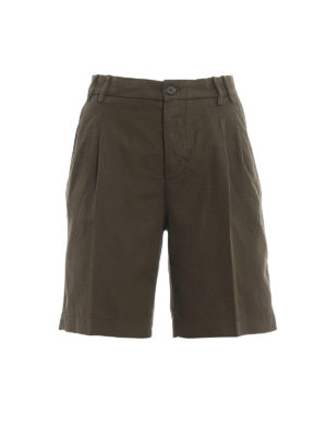 ASPESI: Trousers Shorts - Army green cotton and linen short pants