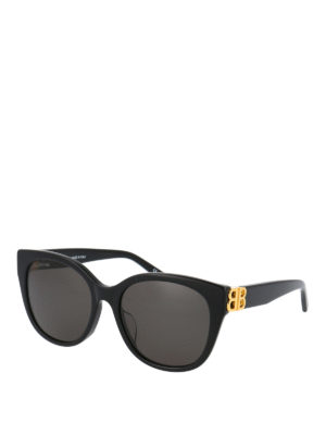 BALENCIAGA: sunglasses - Acetate sunglasses with golden monogram