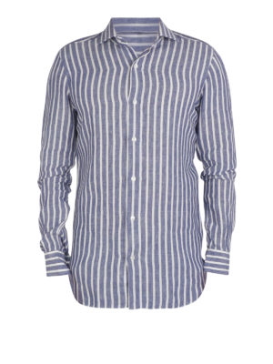BARBA: shirts - Culto linen striped shirt