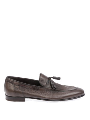 BARRETT: Loafers & Slippers - Brown tasselled hammered leather loafers