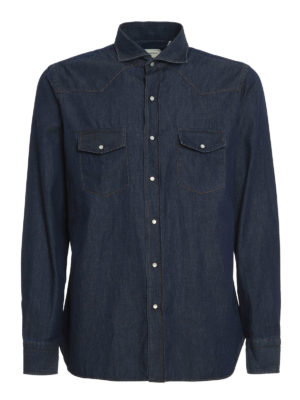 BORRIELLO NAPOLI: camicie - Camicia in denim Passion Green