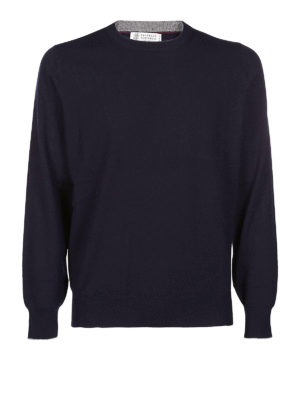 BRUNELLO CUCINELLI: Suéteres con cuello pico - Suéter Cuello Redondo - Azul Oscuro