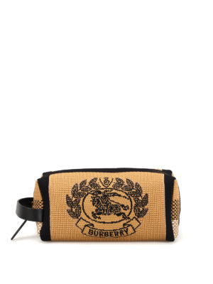BURBERRY: Cases & Covers - Archive crest intarsia knit wash bag