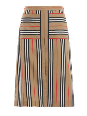 BURBERRY: Knee length skirts & Midi - Arisa Icon Stripe skirt