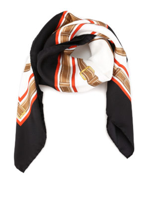 BURBERRY: sciarpe e foulard - Foulard in seta con motivo d'archivio
