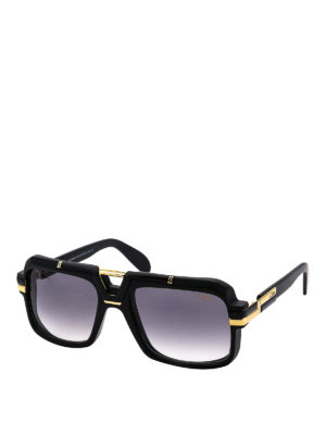 CAZAL: sunglasses - Gold-tone detailed matte black sunglasses