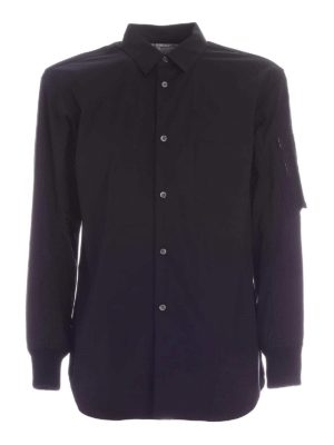 COMME DES GARCONS SHIRT: shirts - Knitted cuffs shirt in black