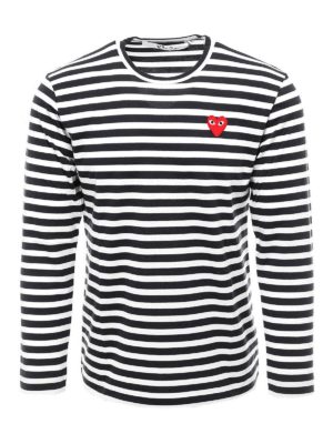 Comme des Garçons Play: t-shirts - Striped long sleeve T-shirt