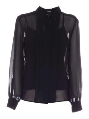 DKNY: shirts - Plastron shirt in black