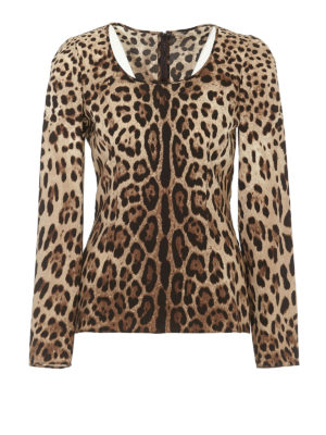 DOLCE & GABBANA: bluse - Blusa di seta stampa leo