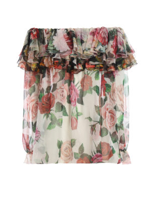 DOLCE & GABBANA: blouses - Rose print silk blouse