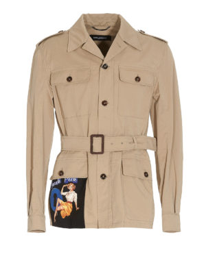 DOLCE & GABBANA: casual jackets - Pin-up print Saharan jacket