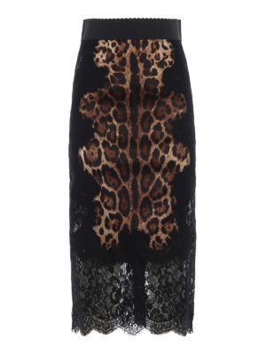 DOLCE & GABBANA: Jupes midi et au genou - Jupe Midi - Noir