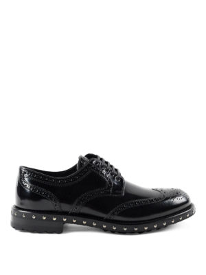 DOLCE & GABBANA: scarpe stringate - Brogue in pelle con borchiette