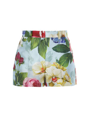 DOLCE & GABBANA: pantaloni shorts - Pantaloni corti in seta floreale