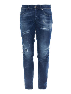 DONDUP: straight leg jeans - Scrapings detailed denim jeans