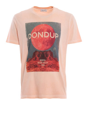 DONDUP: t-shirts - Printed pink cotton T-shirt