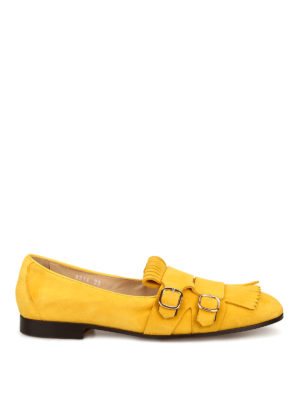 Doucal's: Loafers & Slippers - Yellow Roger suede monk strap shoes
