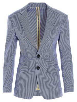 DSQUARED2: blazers - Micro checked Dean over blazer in blue