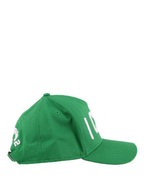 DSQUARED2: cappelli - Cappellino da baseball verde con ricamo Icon