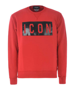 DSQUARED2: Sweatshirts & Sweaters - Icon rubberized print red sweatshirt