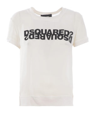 DSQUARED2: t-shirts - Logo lettering print silk T-shirt