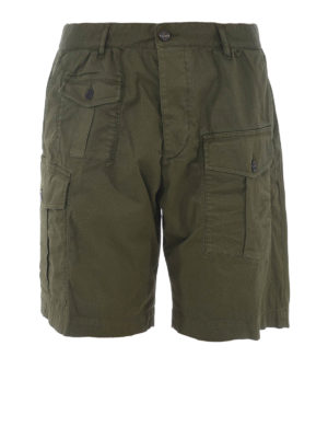 DSQUARED2: Trousers Shorts - Army green cargo bermuda shorts