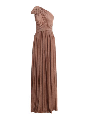 ELISABETTA FRANCHI: evening dresses - Bow detailed laminated maxi jersey dress