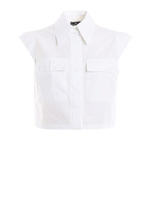 ELISABETTA FRANCHI: camicie - Camicia corta in cotone con tasche ricamate