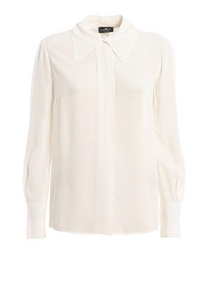 ELISABETTA FRANCHI: shirts - White georgette shirt