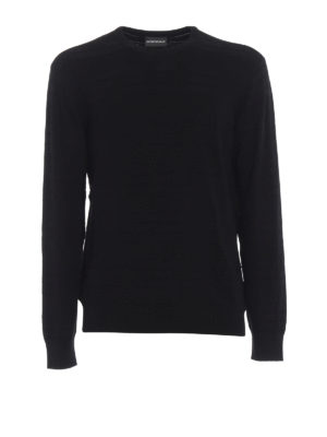 EMPORIO ARMANI: crew necks - Embossed pattern viscose crewneck