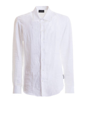 EMPORIO ARMANI: camicie - Camicia in lino bianco