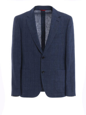 FAY: blazers - Check linen unstructured blazer