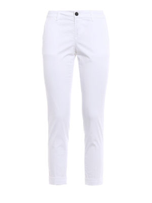 FAY: casual trousers - White chino trousers with turn-ups
