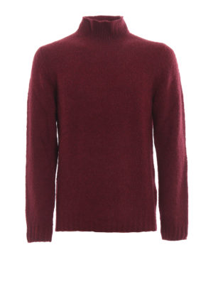 FEDELI: Turtlenecks & Polo necks - Burgundy wool and cashmere sweater
