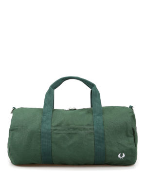 FRED PERRY: sport bags - Branded tartan green canvas duffle bag