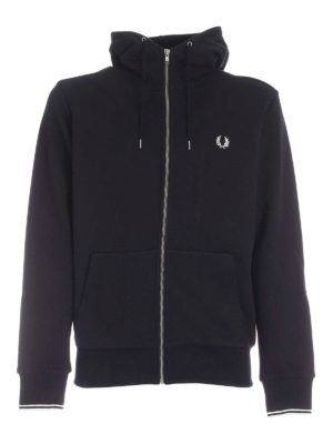 FRED PERRY: Sweatshirts & Sweaters - White logo embroidery sweatshirt in black