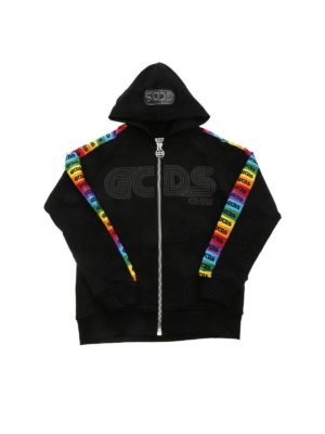 GCDS: Sweatshirts & Sweaters - Contrasting logo bands sweatshirt in black