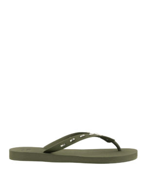GIUSEPPE ZANOTTI: flip flops - Olive green rubber thong sandals