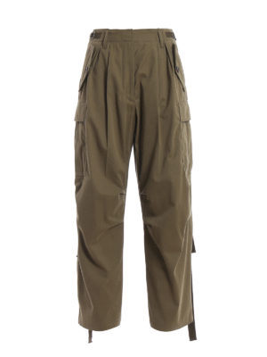 GIVENCHY: casual trousers - Army green cotton multi pocket trousers