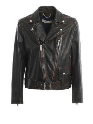 GOLDEN GOOSE: leather jacket - Ryan leather biker jacket