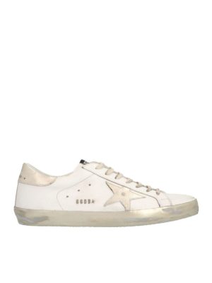 GOLDEN GOOSE: trainers - Superstar sneakers in white and platinum