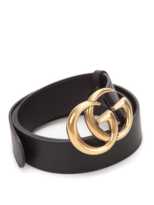 GUCCI: belts - Leather belt with double G buckle