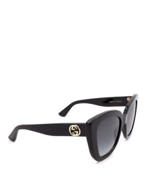 Gucci Rhinestone logo sunglasses - Black - Women | GG0728SABLACK
