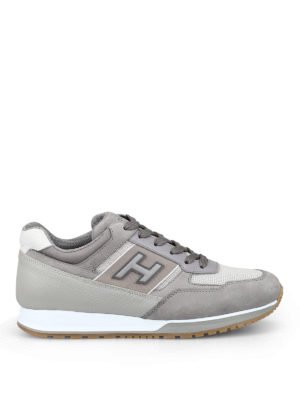 HOGAN: trainers - Dove grey nubuck and leather sneakers