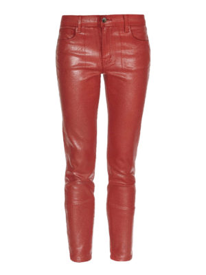 J BRAND: skinny jeans - Red metallic denim jeans