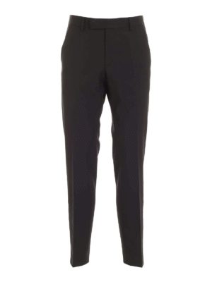 KARL LAGERFELD: casual trousers - Lamé side bands pants in black