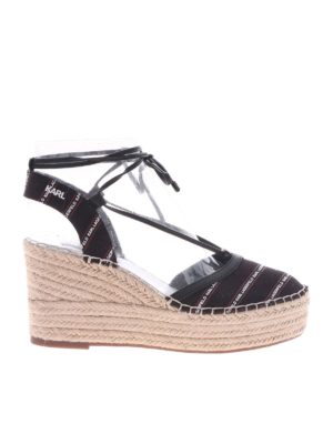 KARL LAGERFELD: sandals - Kamini wedge sandals with logo print