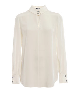 KARL LAGERFELD: shirts - Keyhole white silk shirt
